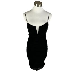 Hello Molly V-neck Sleeveless Ruched Mini Little Black Dress Size 4